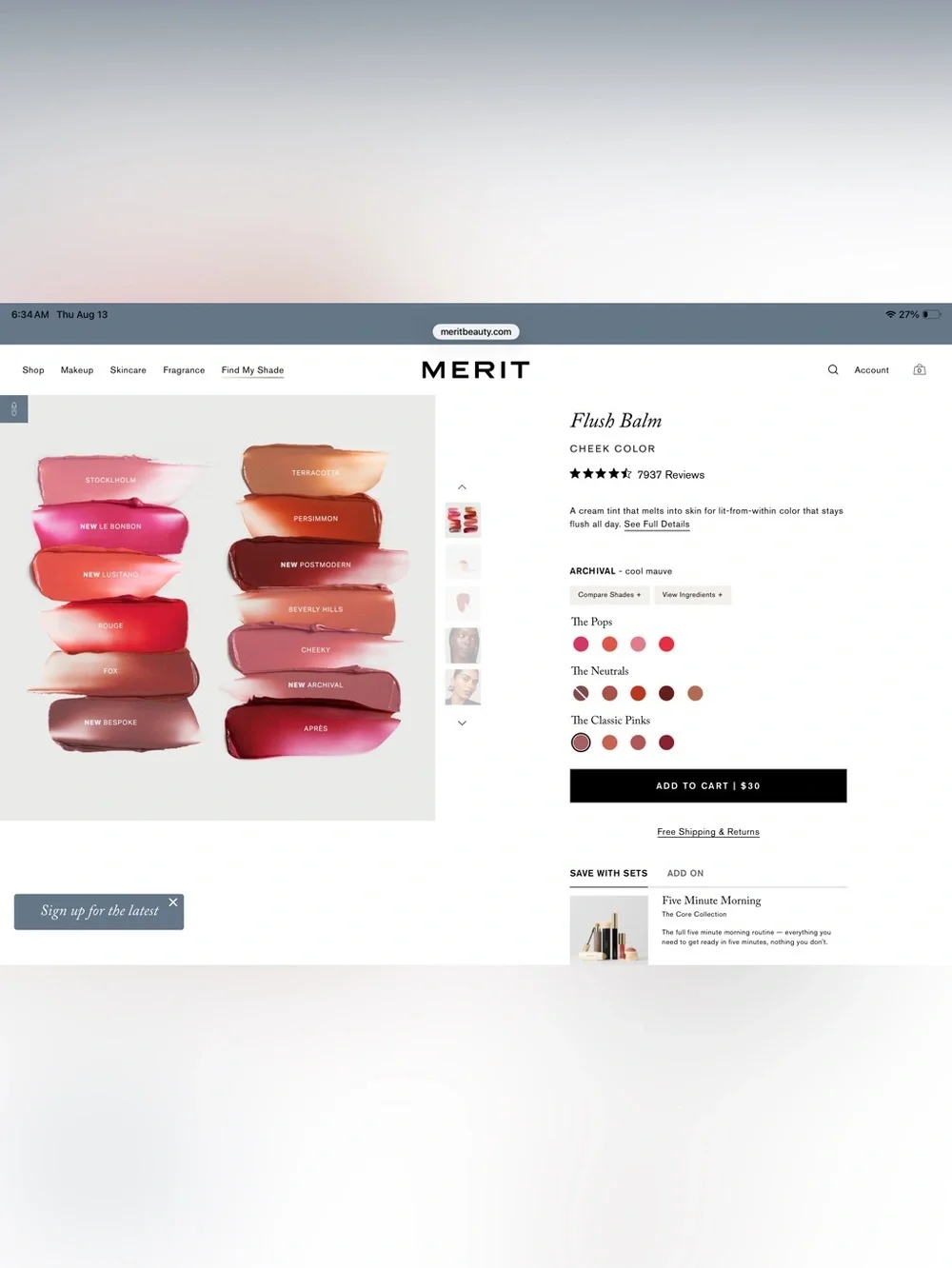 Merit Flush Balm Cream Blush — Archival Cool Mauve Pink